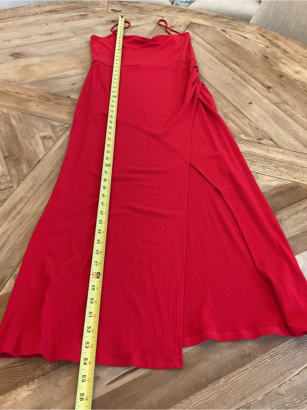 Reformation Red Ribbed Ruched Sweetheart Maxi Dress‎ - Picture 7 of 8